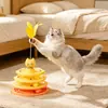 Juguete Interactivo de Pista para Gatos con Pluma - Juguete de Bola Giratoria de 4 Niveles para Gatos y Gatitos de Interior