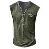 Chal Casual sin Cuello VQ Estampado Digital 3D de Letras para Hombre de Talla Grande con Botones Europeo Transfronterizo