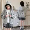 Nova roupa externa de outono em desenho animado para meninas, roupas infantis estilosas, cardigã com capuz, blusa casual para primavera e outono