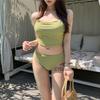 Bikini estilo japonés, conservador, fresco y sexy, estilo coreano, con tirantes pequeños en el pecho, para vacaciones en aguas termales, traje de baño dividido para mujer, dulce