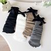 Calcetines de Felpa para Niños Cubrepiernas Tejidos para Mujer Lazo de Terciopelo Estilo Coreano Marrón Calentadores de Pierna para Niñas Calcetines de Lana de Encaje