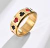 Joyería transfronteriza europea y americana naipes anillo giratorio de acero de titanio para hombre creativo ciruela roja cuadrado anillo de la suerte pulsera