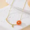 Explosiones pequeño traje de joyería de margarita para mujer dulce moda anillo de flor naranja pulsera collar pendientes de pasador de plata pendientes pendientes