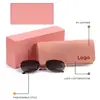 Funda Blanda de Cuero con Logo Rosa Estuche Hecho a Mano para Gafas Set de Caja de Regalo Caja de Almacenamiento Portátil a Presión para Gafas de Sol