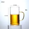 Copo de Vidro Borossilicato de Camada Única, Copo Colorido Transparente com Alça para Suco e Leite, Copo de Vidro Espesso Simples de Aparência Elevada
