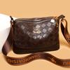 Bolsa Transversal de Couro Macio com Diamantes da Moda Transfronteiriça Bolsa de Ombro Feminina Nova Retrô Simples Multicamadas de Grande Capacidade Bolsa de Mãe