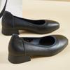 Zapatos de trabajo negros de punta cuadrada para estar de pie mucho tiempo sin cansarse tacón grueso boca baja suela blanda zapatos de cuero para mujer zapatos de documental de media caña zapatos de trabajo profesionales para mujer