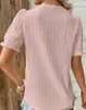Loja Online Independente Tamanho Europeu Comércio Exterior Transfronteiriço Moda de Férias Nova de Verão Camisa Feminina Europeia e Americana com Recortes de Manga Curta