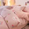 Conjunto de Quatro Peças de Leite Fleece Espesso de Alto Gramatura Cobertor Dupla Face de Flanela de Inverno Conjunto de Três Peças para Dormitório Estudantil de Fleece de Coral