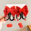 Pinza para el pelo de niña pequeña León Danzante Hanfu Borla Año Nuevo Accesorio para el pelo Peluca Princesa Lazo Adorno para el pelo Pinza para el pelo de niños