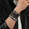Set de Pulseras de Cuero Estilo Punk Multicapa Transfronterizo Europeo y Americano, Accesorios de Pulsera Gótica con Remaches Hip-Hop Personalizados para Hombre