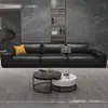 Sofá Vaca Negra Grande, sala de estar moderna minimalista italiana, tela resistente a los arañazos de gato, sofá de látex recto en forma de bloque para alquiler de apartamento