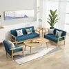 Xinjiang Envío Gratis Combinación Mesa de Café Sofá Simple Pequeño Apartamento Sala de Estar Casa de Alquiler Madera Maciza Tela Tres Plazas Oficina zb