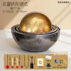 Cuenco Cantante Negro Hecho a Mano Nepalí con Borde Dorado, Set de Cuencos Cantantes de Siete Tonos, Sanación Sonora, Meditación Yoga, Concierto Calmante de Cobre