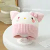 Gorro infantil de estilo urbano, diseño de panda de dibujos animados, gorro de lana para niñas, gorro de punto para niños de mediana edad, gorro de protección para las orejas de niños para otoño e invierno