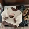Suéter Masculino 2025 Novo Acolchoado com Lã Espessado Outono/Inverno Pulôver Infantil Top Quente Camisa Básica de Tricô para Bebê