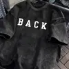 [Transfronterizo 230g] Estampado de Letra Trasera Verano Hombres Tendencia Hombros Caídos Alta Calidad Engrosado Peso Pesado