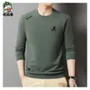 Camiseta Masculina de Manga Longa com Gola Redonda Suéter de Alta Qualidade para Usar por Baixo Nova Coleção Primavera e Outono 2024 Camiseta para Meia-idade e Idosos