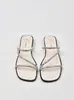 Pantuflas de Pedrería para Mujer para Verano Ropa de Exterior 2024 Nueva Moda Popular Versátiles de Nicho Sandalias Planas de Alta Gama
