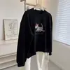 Moletom Pulôver Redondo Estilo Coreano Estampa de Cachorrinho Redutor de Idade Feminino Solto Cobertura da Barriga Jaqueta Outono Inverno Novo Estudante Tendência