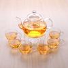 Vaso de Vidrio Borosilicato Grueso Engrosado Juego de Té Kung Fu de Vidrio Resistente a Altas Temperaturas Tetera Taza de Té para el Hogar Juego de Tetera con Flores