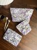Bolsa de Cosméticos Flor Roxa Bolsa de Mão Portátil para Menina Bolsa de Viagem para Estudante Bolsa de Higiene Pessoal Bolsa de Armazenamento Bolsa de Lona Carteira