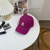 Alta Calidad ~ Gorra de Béisbol de Color Sólido con Letra R para Mujer con Visera Curva Estilo K Simple y Versátil Casual Parte Superior Suave Gorra de Pato para Hombre