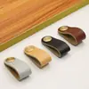 Manija de Cuero de Cobre Puro para Puerta de Mueble Gabinete Manija de Cajón de Armario Moderna Nórdica Manija Pequeña de Latón con Cuero de un Solo Agujero