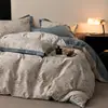 Juego de Ropa de Cama de Algodón Cepillado Engrosado Juego de Cuatro Piezas Sábana de Cama Hueca de Algodón Puro Funda de Edredón Faldón de Cama Juego de Tres Piezas Ropa de Cama Cálida de Otoño e Invierno