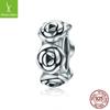 Dije de plata de ley con cuentas, nueva pulsera de cuentas, accesorios de bricolaje, corona de rosas de silicona s925, cuentas con agujeros grandes