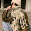 Bufanda de mujer para otoño e invierno con estampado de espiga, cálida y gruesa, de punto, para parejas, chal de mohair a cuadros estilo coreano, combinable con todo.