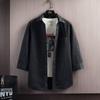 Camisa de Manga Corta para Hombre, Camisa de Manga Tres Cuartos, Camisa Holgada Moderna de Verano, Camisa Casual de Negocios de Manga Tres Cuartos, No Planchar