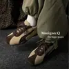 Sapatos femininos populares 2026 inverno novo respirável com cadarço estampa de leopardo versátil borracha antiderrapante sola macia tênis