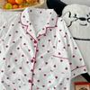 Pijama de Tres Piezas para Mujer Verano Manga Corta Shorts Pantalón Traje Nuevo Cárdigan Talla Grande Primavera y Verano Ropa para el Hogar Transfronterizo