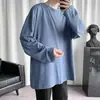 Camiseta Blanca Pura de Manga Larga para Hombre Otoño Primavera Ropa Interior Holgada Camisa Base Ropa de Otoño para Niños Top Delgado Moderno