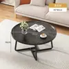 Mesa de centro geométrica criativa de escritório Amazon cuidadosamente selecionada, pequena mesa de café redonda decorativa para sala de estar, prática, de ferro e madeira
