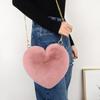 Popular Bolso de Corazón Transfronterizo Imitación Piel de Conejo Lindo Moda Bolso de Corazón Bolso de Mano para Mujer Bolso de Felpa con Forma de Corazón para Mujer
