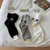 Meias femininas com laço no calcanhar, meias cinzas de cano médio, meias brancas finas estilo slouch para primavera e outono, estilo universitário casual