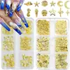 Caja de Set de Decoraciones para Uñas con Forma de Corazón de 6 Compartimentos, Decoraciones Metálicas para Uñas con Forma de Corazón de Venta Caliente Transfronteriza, Accesorios para Uñas DIY