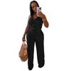 C7461 Conjunto de Duas Peças Moda Europeia e Americana para Mulheres, Casual, Gola Halter com Amarração, Top e Calça Longa