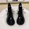 Botas Martin de suela plana, piel suave para mujer, colección otoño/invierno 2026, diseño de charol de moda, botines de doble cremallera, forrados de felpa para abrigar, botas de algodón para mujer