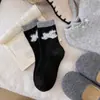 Calcetines de Lana para Mujer, Engrosados para Invierno, Calcetines Calientes con Lindo Diseño de Cachorro de Dibujos Animados, Calcetines de Media Pantorrilla, Calcetines Holgados de Bloques de Color Estilo Coreano para Mujer