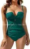 Traje de baño de una pieza para mujer Amazon Push-Up Cruzado Control de Barriga sin Tirantes de Soporte Adelgazante