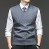 Chaleco interior de punto grueso yingao para otoño e invierno, chaleco de punto jacquard sin mangas casual para hombre para ventas transfronterizas