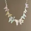 Collar de Mariposa Europeo y Americano Transfronterizo de Dopamina Colorido con Goteo de Aceite, Cadena para Clavícula Fresca y Súper Hada Exagerada Personalidad Chica Picante
