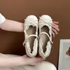 Sapatos de Couro Elegantes para Ballet com Laço de Alta Qualidade para Mulheres 2026 Novo Outono com Renda Aumentadores de Altura Mary Janes Tendência