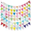 Banderines Triangulares de Dibujos Animados Vuelta a Clases Salón de Kínder Fiesta de Cumpleaños Infantil Decoración de Centro Comercial Arreglo Banderines de Tirar Flores de Tirar Banderines de Colores
