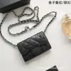 Estilo Popular Transfronteiriço Carteira Pequena Fofa de Couro Genuíno Bolsa de Ombro Transversal Versátil Corrente Bolsa de Ombro Pequena Acolchoada Versão Alta