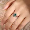 Anillo de Princesa Sanjie de Lujo Ligero Transfronterizo en Oro Rosa Anillo de Diamantes Esmeralda en Forma de Gota Incrustada Joyería Europea y Americana para Mujeres