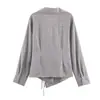 Comercio Exterior Transfronterizo Ropa de Mujer Primavera 2026 Estilo Europeo y Americano Diseño de Doble Botonadura Camisa Top de Rayas con Corbata para Mujer B482784
